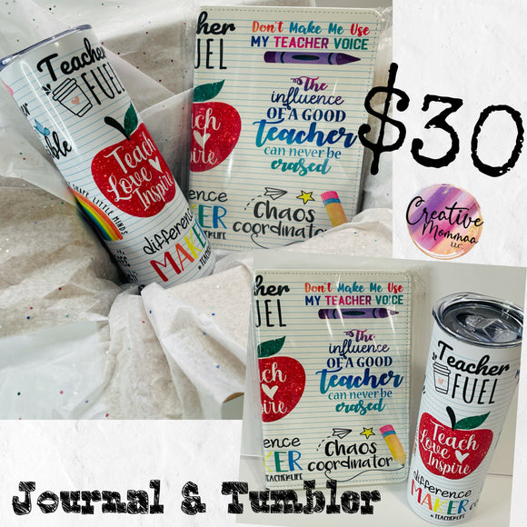 Teacher Fuel Journal & Tumbler set